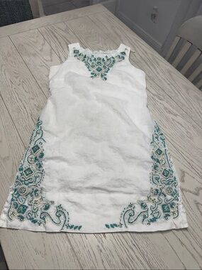 Gretchen Scott Designs Light Aqua Cotton Dress with Rainbow Tag